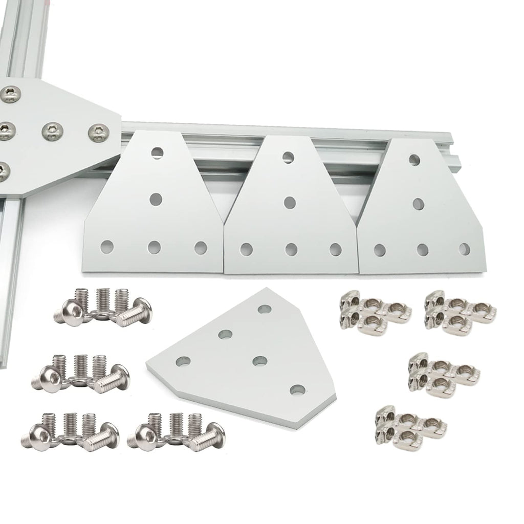 4Sets 2020 Series Aluminum Extrusion T Joint Bracket with Screws Nuts Corner Connector for T-Slot Rail 2020 T Slot Aluminum Extrusion 3D Printer Frame