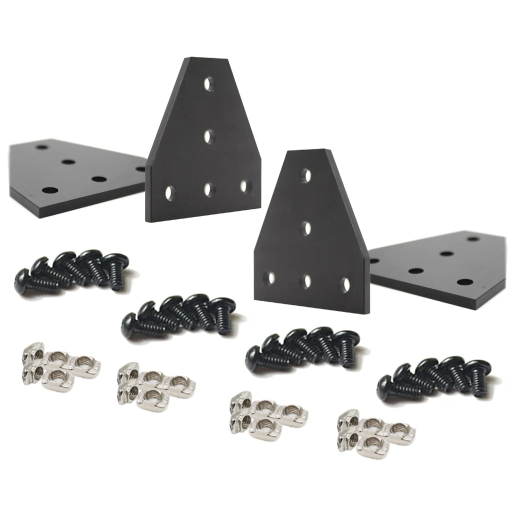 4Sets 2020 Series Black Aluminum Extrusion T Joint Bracket with Screws Nuts Corner Connector for T-Slot Rail 2020 T Slot Aluminum Extrusion 3D Printer Frame