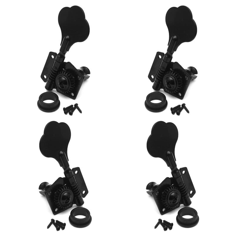 MAXCHEER 2R2L Opened Electric Bass Guitar Tuning Pegs Machine Heads Tuners for Bass for Jazz Precision P Bass Replacement (Black) Black