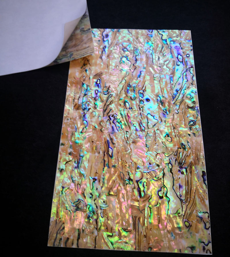 [AUSTRALIA] - Light Color Paua Abalone Shell Flat Sheet for Inlay and Overlay with Backside Tape (9.4" x 5.5" x 0.007") 