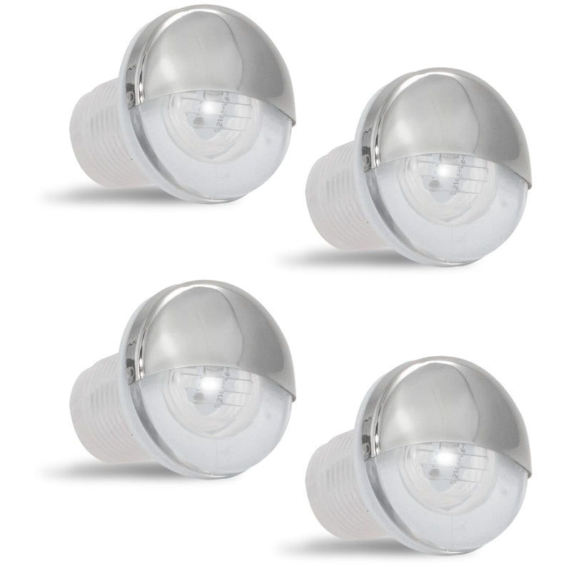 Five Oceans FO4598-M4 Interior LED White Round Courtesy Light, ABS Plastic, AISI316 Stainless Steel Half-Moon Cover, Waterproof IP68, 12 Volts DC, 2 LED Pieces, 4-Pack White - 4-Pack