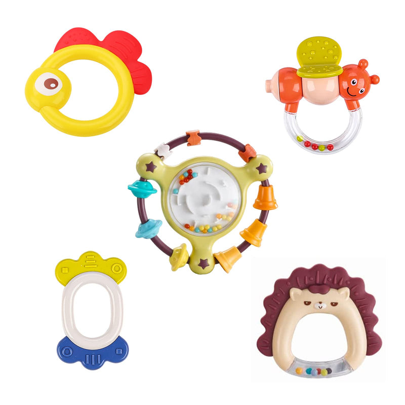 5 Pcs Baby Rattles Teething Toys for Infant 3-6-12 Months