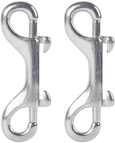 Faneta 316 Stainless Steel Double Ended Bolt Snap Hook, Marine Grade Double End Diving Clips, Heavy Duty Trigger Chain Clip Key Holder for Pet Feed Bucket Hammock Horse Tack (2-Pack) (90mm Silver) 90mm Silver