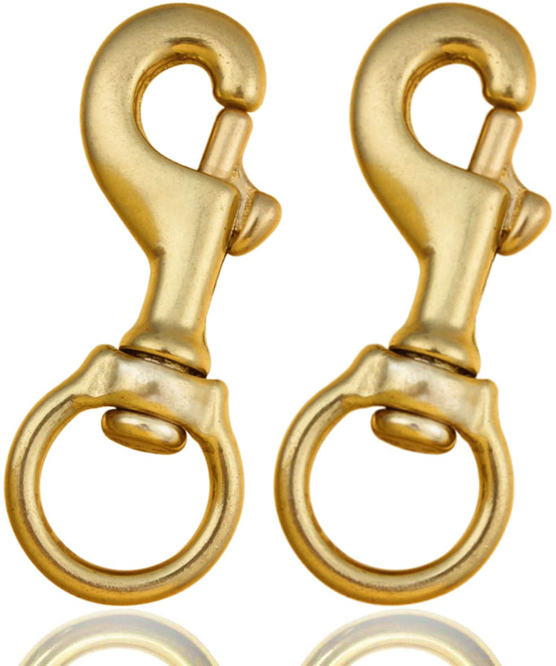Faneta 3-1/4 Inch Solid Brass Swivel Bolt Snap Hooks 7/8 Inch Swivel Eye Single Ended Scuba Diving Clips Keychain Holder for Dog Collar, Pet Leash, Flag Halyard and More (2 Pieces)