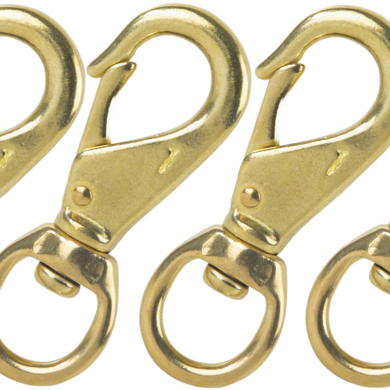 Faneta 3-1/4'' Brass Swivel Snap Hooks Heavy Duty 3/4'' Swivel Eye - Solid Brass Scuba Diving Clips #1 - Seadog Line, Anchor Lines, Bags, Belting, Leashes, Straps, Luggage, Leathercarft (Pack of 4)