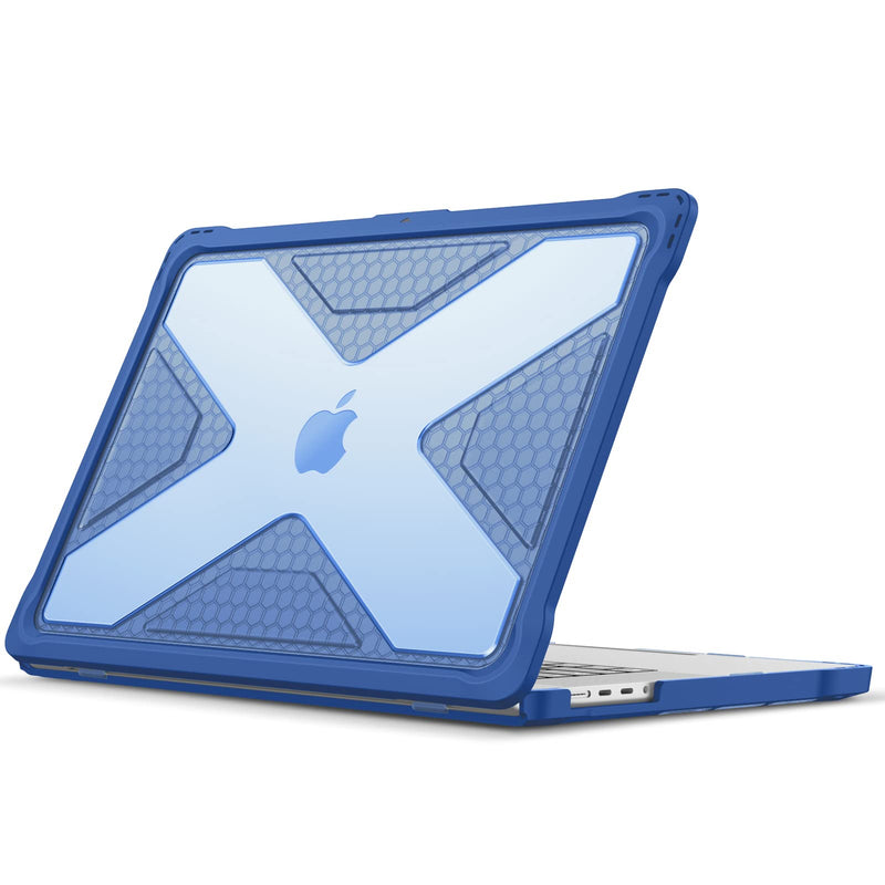 Fintie Protective Case for MacBook Pro 16 Inch Case A2485 (2021 Release) - Heavy Duty Rugged Hard Shell Case Cover with TPU Bumper for MacBook Pro 16" M1 Pro / Max Chip with Touch ID, Blue