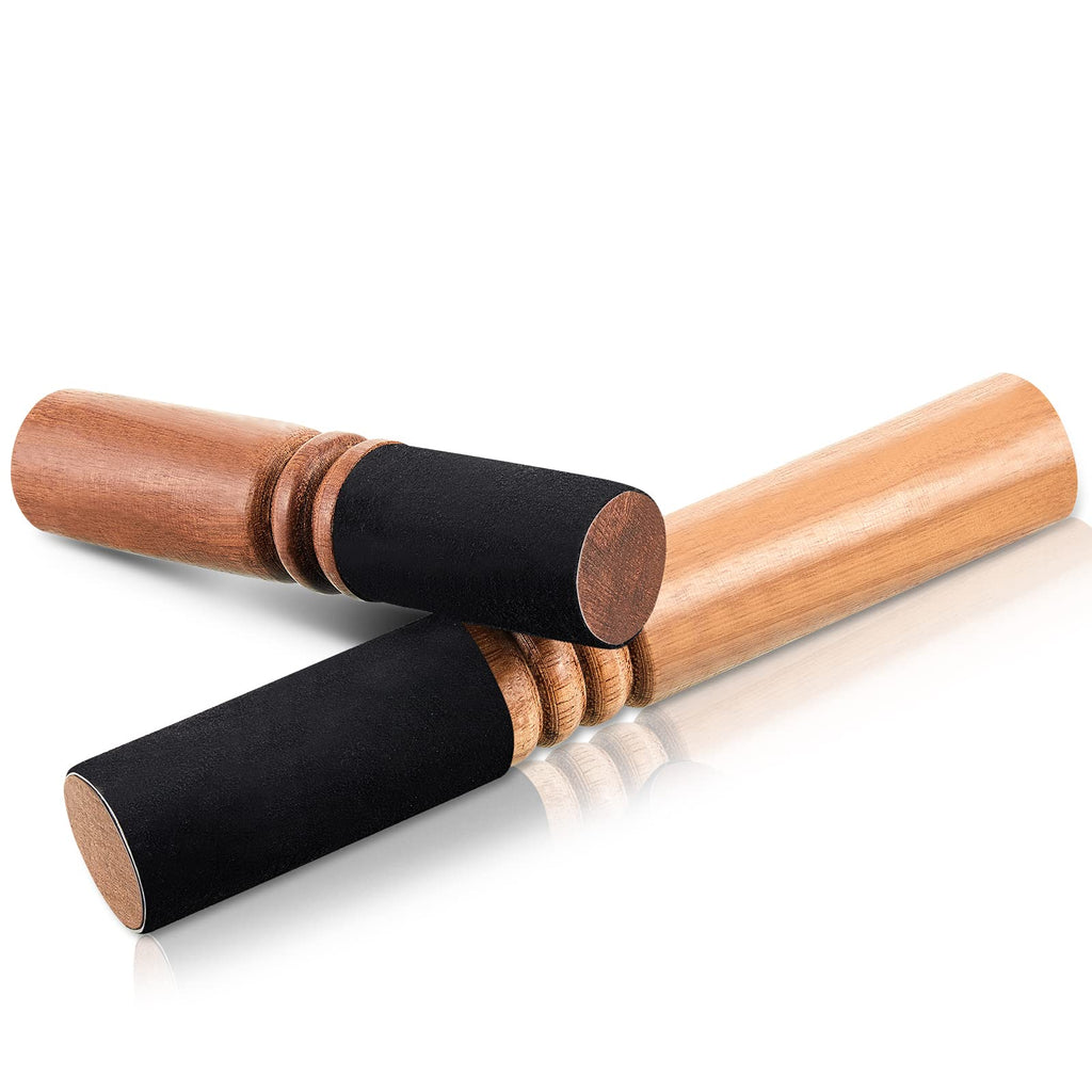 2 Pieces Tibetan Singing Bowl Mallet Hard Wooden Striker Leather Wrapped Meditation Mallet Sound Bowl Stick Buddha Musical Instruments for Buddhist Meditation Yoga Chime Relaxation