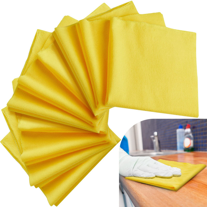 10 Pcs Wood Furniture Dusting Cloths Cleaning Dust Cloths Reusable Dust Rags Flannel Polishing Cloth Washable Yellow Cloths for Furniture Home Kitchen Bedroom Office Supplies, 12 x 12 Inches