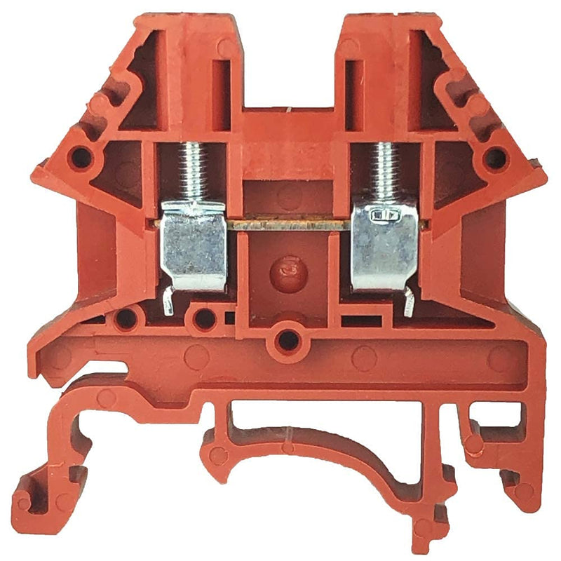 Dinkle Red DK2.5N-RD DIN Rail Terminal Block Screw Type UL 600V 20A 12-22AWG, Pack of 50