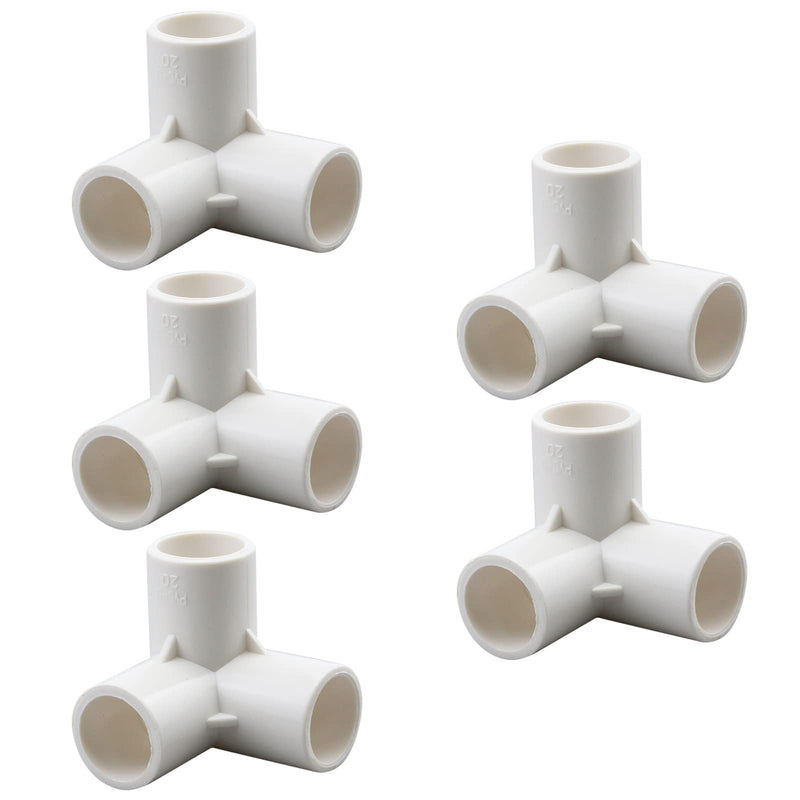 T Tulead 3 Way PVC Fittings 90 Degree Elbow Furniture Fittings White Pipe Connectors 20mm Diameter, Pack of 5 20mm/0.79"