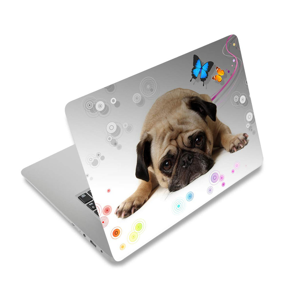 12.1 13 13.3 14 15 15.4 15.6 Inches Personalized Laptop Vinyl Skin Sticker Decal Universal Netbook Skin Sticker Reusable Notebook PC Art Decal Protector Cover Case (Cute Pug) Cute Pug