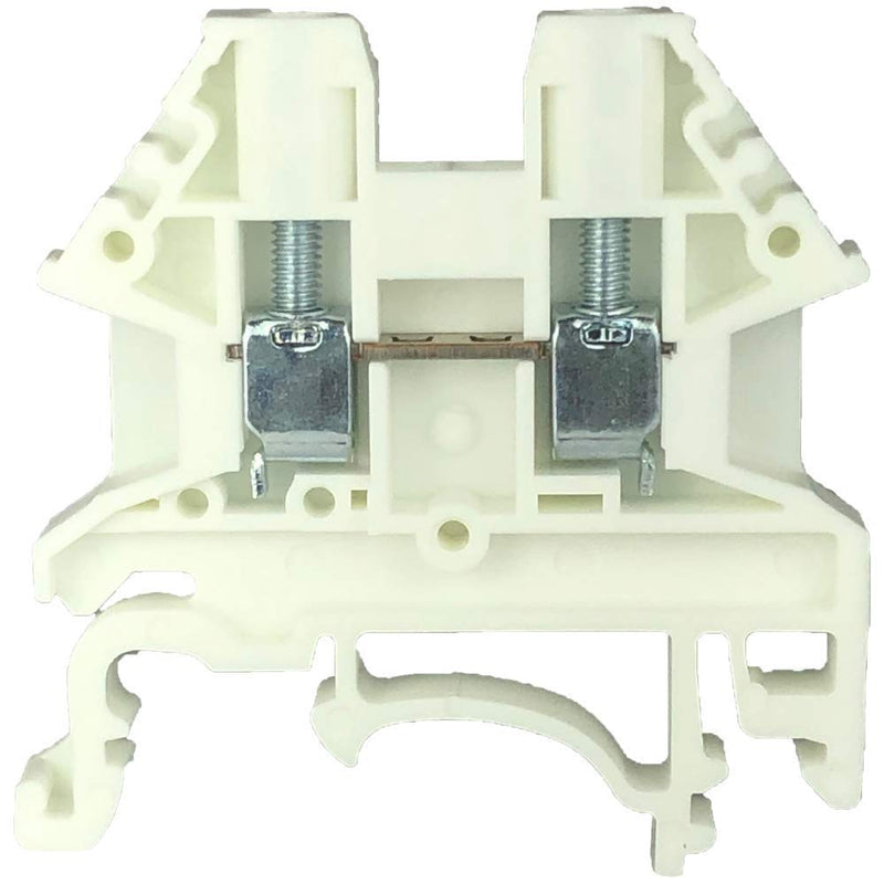 Dinkle White DK2.5N-WE DIN Rail Terminal Block Screw Type UL 600V 20A 12-22AWG, Pack of 50