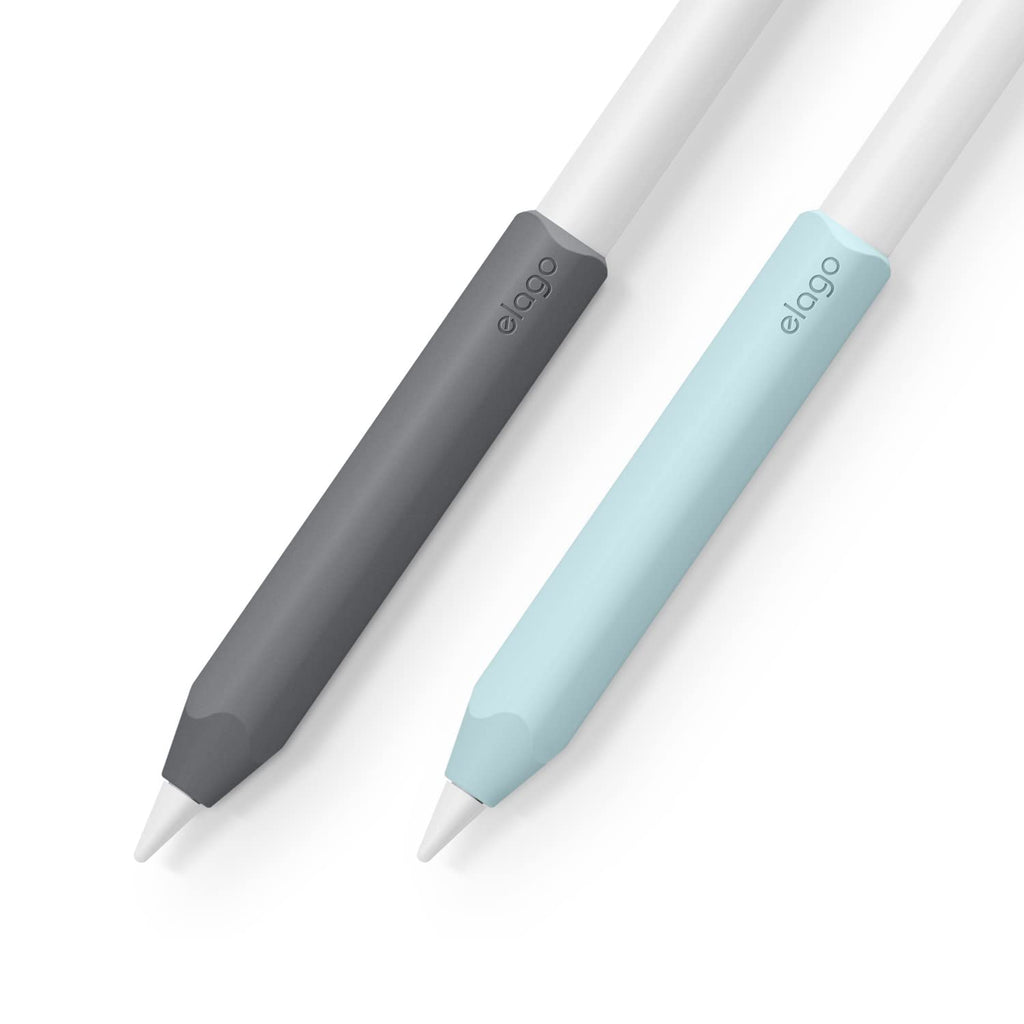 elago Pencil Grip 2 Pack Silicone Holder Compatible with Apple Pencil 2nd Generation, Compatible with iPad Pencil 2 Cover, Stylus Sleeve, Ergonomic Design, Compatible with Double Tap(Dark Grey, Mint) Dark Grey, Mint
