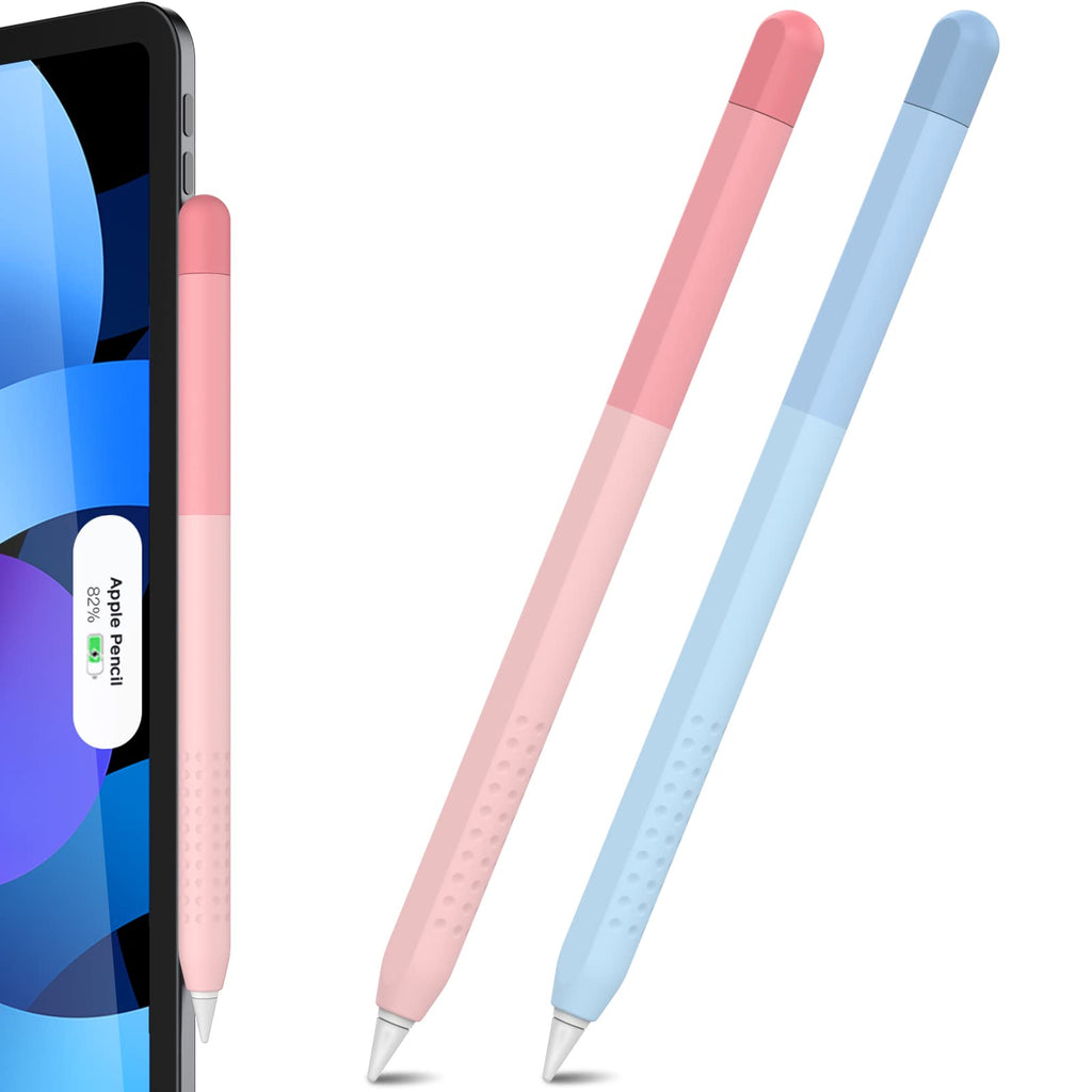 2 Pack Delidigi Compatible with Apple Pencil Case 2nd Generation, Gradient Color Case Sleeve Silicone Cover Accessories for Apple Pencil 2nd Gen (Pink+Blue) Pink+Blue