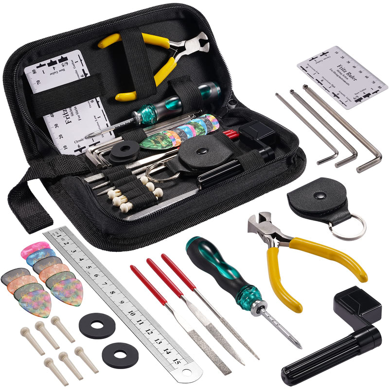 Guitar Repairing Maintenance Tool Kits, Pogolab 31Pcs Guitar Tool Kit with 10 Guitar Picks for Guitar Ukulele Bass Mandolin Banjo,Perfect Suit for Beginners