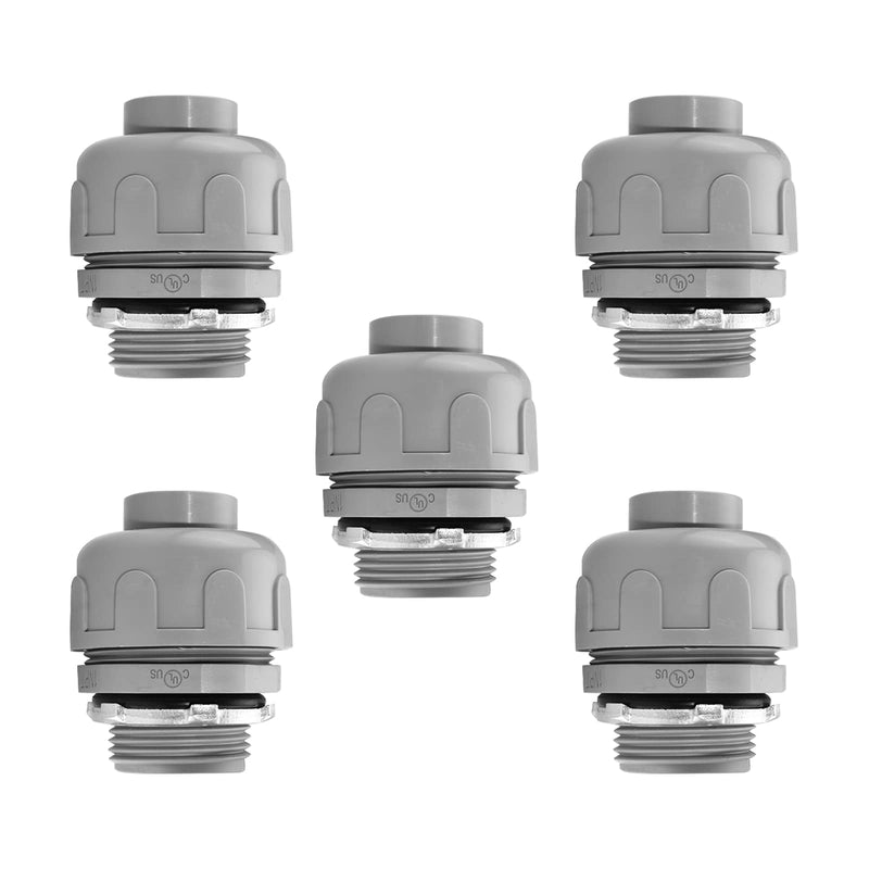 3/4 Inch Flexible Conduit Liquid Tight Connector Nonmetallic Liquid Tight Straight Conduit PVC Flexible Electrical Conduit Fittings UL Listed 5PACK