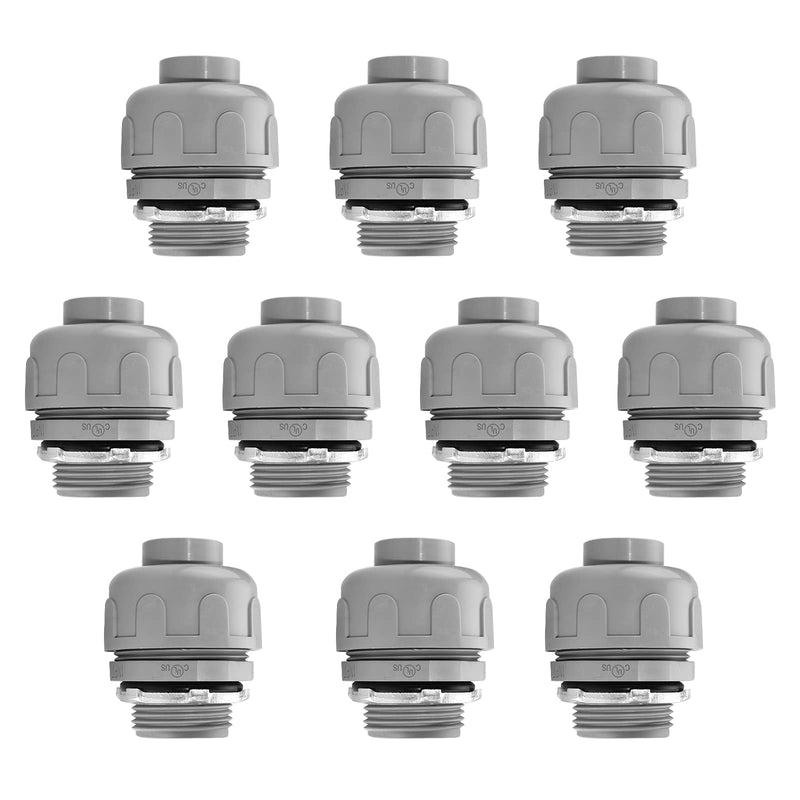 3/4 Inch Flexible Conduit Liquid Tight Connector Nonmetallic Liquid Tight Straight Conduit PVC Flexible Electrical Conduit Fittings UL Listed10PACK