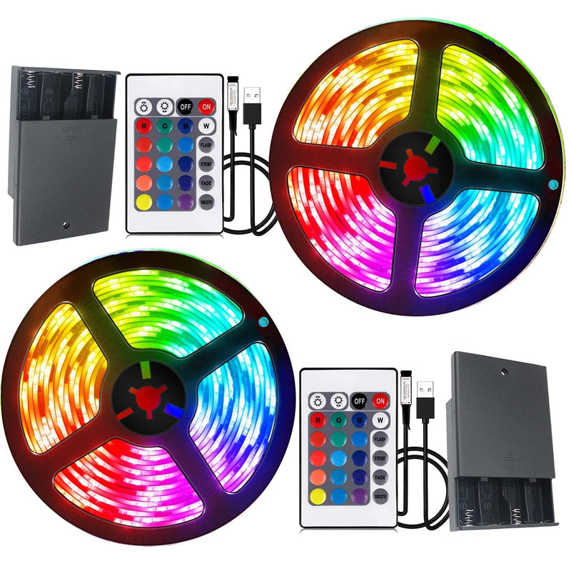 [AUSTRALIA] - Battery Powered Led Strip Lights, 5050 6M/20FT, Flexible Color Changing RGB LED Light Strip, 180 LEDs 5V Battery-Powered with Controller 