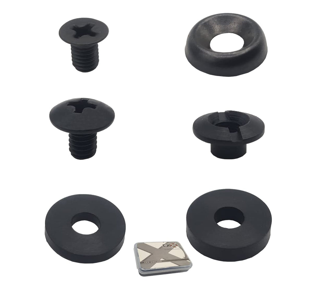 CKX-2 Black Chicago Screws ⅛” Set, for DIY Kydex / Leather Knife Sheath and Gun Holsters, Phillips Truss Heads + Slotted Posts, + Rubber Spacers/Washers + Extras Parts 10