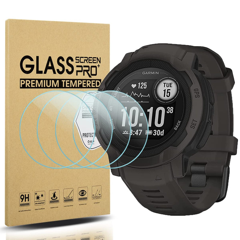 Suoman 4-Pack for Garmin Instinct 2 Screen Protector Tempered Glass,Smart Watch 2.5D 9H Hardness Ultra-Thin Tempered Glass for Garmin Instinct 2 Screen Protector [Anti-Scratch]
