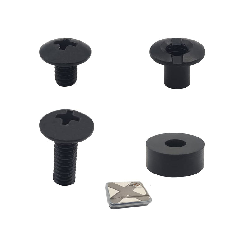 CKX-3 Black Chicago Screws 1/4” Set, for DIY Kydex / Leather Knife Sheath and Gun Holsters, Phillips Truss Heads + Slotted Posts + Rubber Spacers / Washers + Extra: Philips Truss Head Screw .500” 10