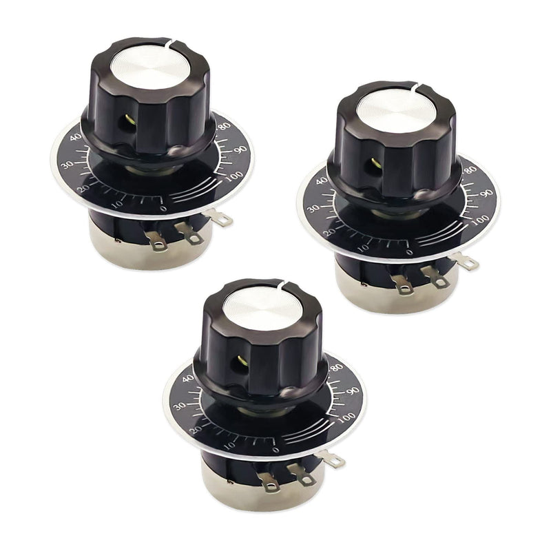 V TELESKY 3PCS RV24YN20S Single Turn Carbon Film Rotary Taper Potentiometer, B502 5K ohm Adjustable Resistance + 3PCS A03 Knob + 3PCS Dials