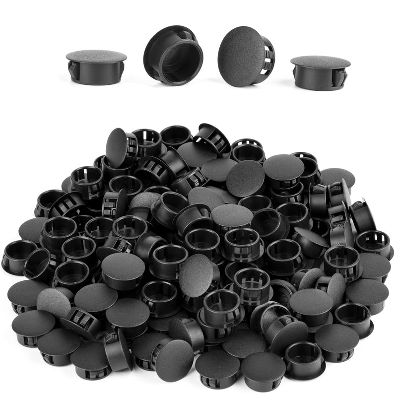 150 Pcs Black Hole Plugs Flush Type Panel Plugs,19 MM Fastener Cover for Kitchen Cabinet Furniture Fencing Post Pipe Insert End Caps,Round Plastic Snap in Locking Tubing Plug (19MM) 19mm