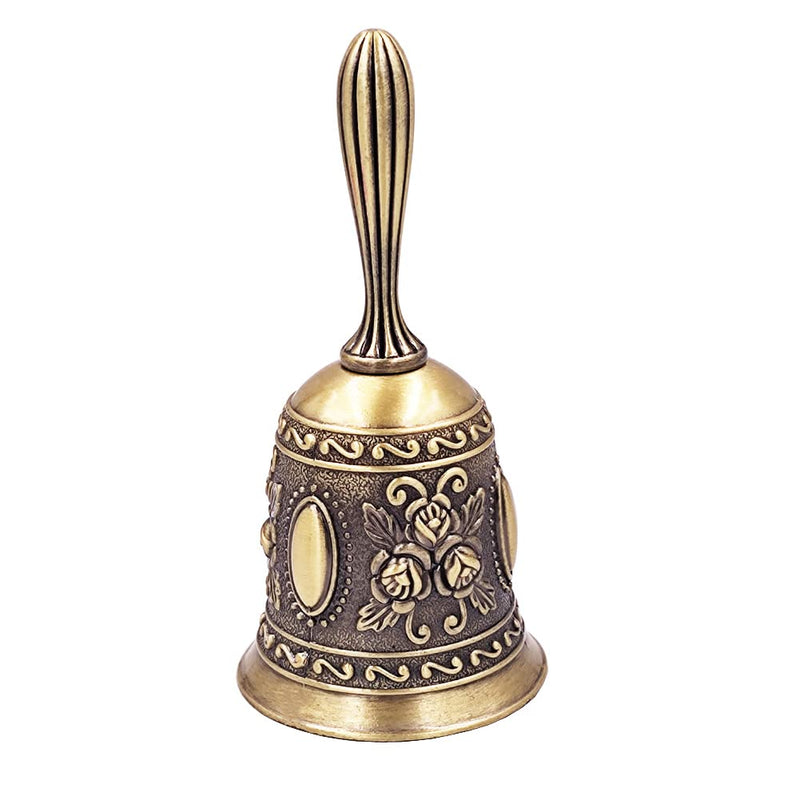 Hourwof Hand Bell,Metal Dinner Bell Decorative Wedding Bells Service Bell Call Bell Christmas Bell,Bronze Broze