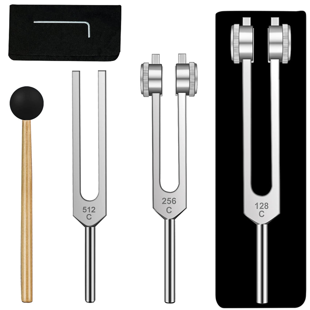 Tuning Forks Set- 128 Hz, 256 Hz, 512 Hz, Tuning Forks Perfect for Healing, Chakra, Sound Therapy, Keep Body, Mind and Spirit in Perfect Harmony