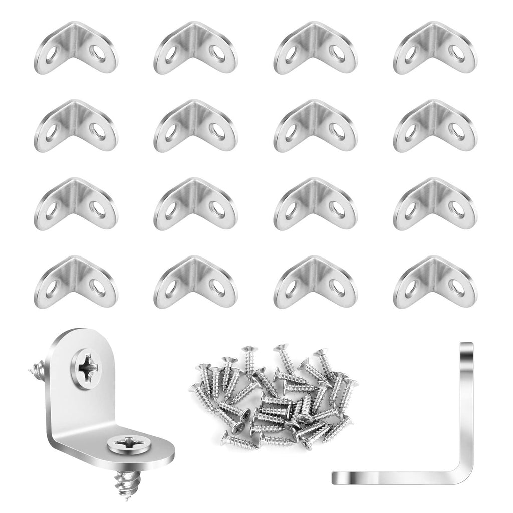 L Bracket Corner Brace 16pcs Pndbnq Small Stainless Steel Corner Brackets 90 Degree Joint Angle Support Fastener with Screws for Maintain or DIY Furniture or Wall Mounted Boards at Side Connections