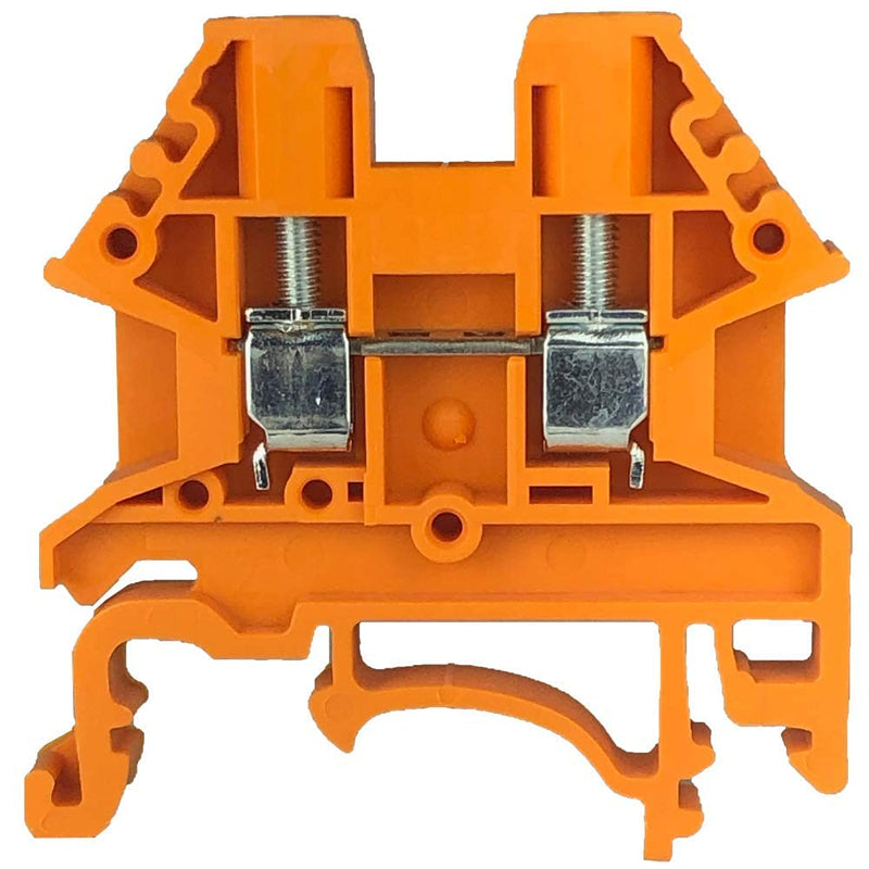 [AUSTRALIA] - Dinkle Orange DK2.5N-OR DIN Rail Terminal Block Screw Type UL 600V 20A 12-22AWG, Pack of 50 