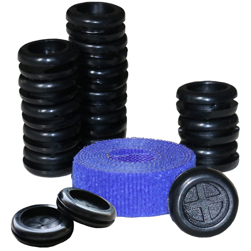 35Pcs 7/8" Rubber Grommet, Drill Hole Firewall Hole Plugs Wire Protection, Double Sided Round Rubber Hole Plug Rubber Plugs for Holes Assorted Sizes with Cable Sticky Tape 7/8''