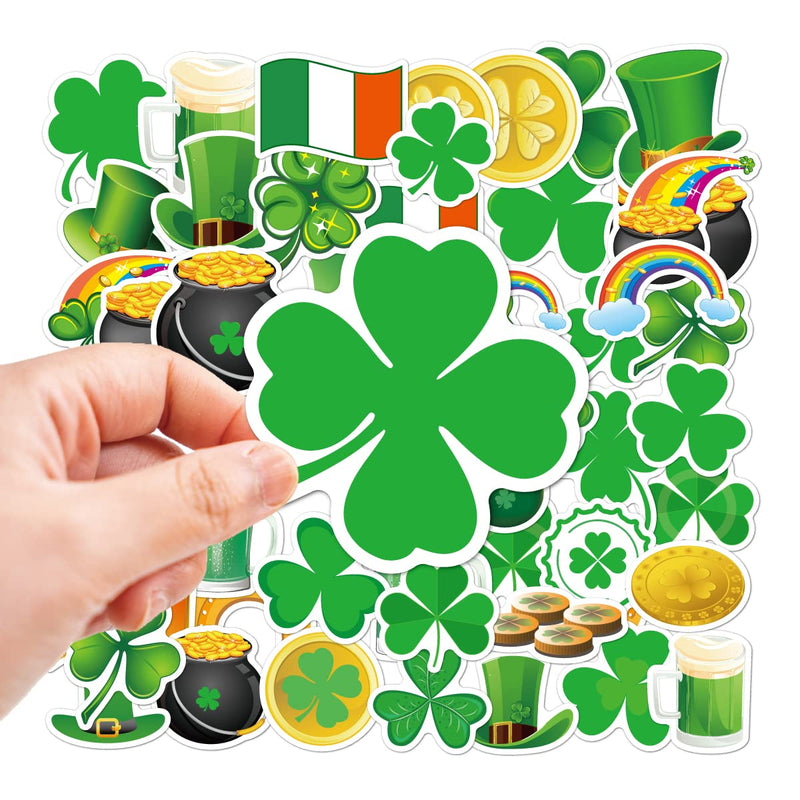 50 Sheet St.Patrick's Day Stickers for Kid, Shamrock Stickers for Envelopes Cards Craft Scrapbooking Decorative Luggage Stickers Glass Windows Irish Party Ornaments Supplies