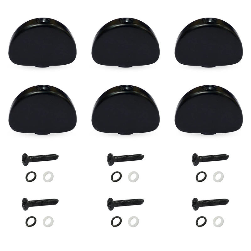 MAXCHEER 6PCS Metal Big Semicircle Guitar Tuning Pegs Tuners Machine Heads replacement Buttons knobs Handle (Black) Black