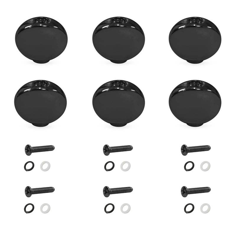 MAXCHEER 6PCS Small Oval Metal Guitar Tuning Pegs keys Tuners Machine Heads replacement Buttons knobs Handle (Black) Black