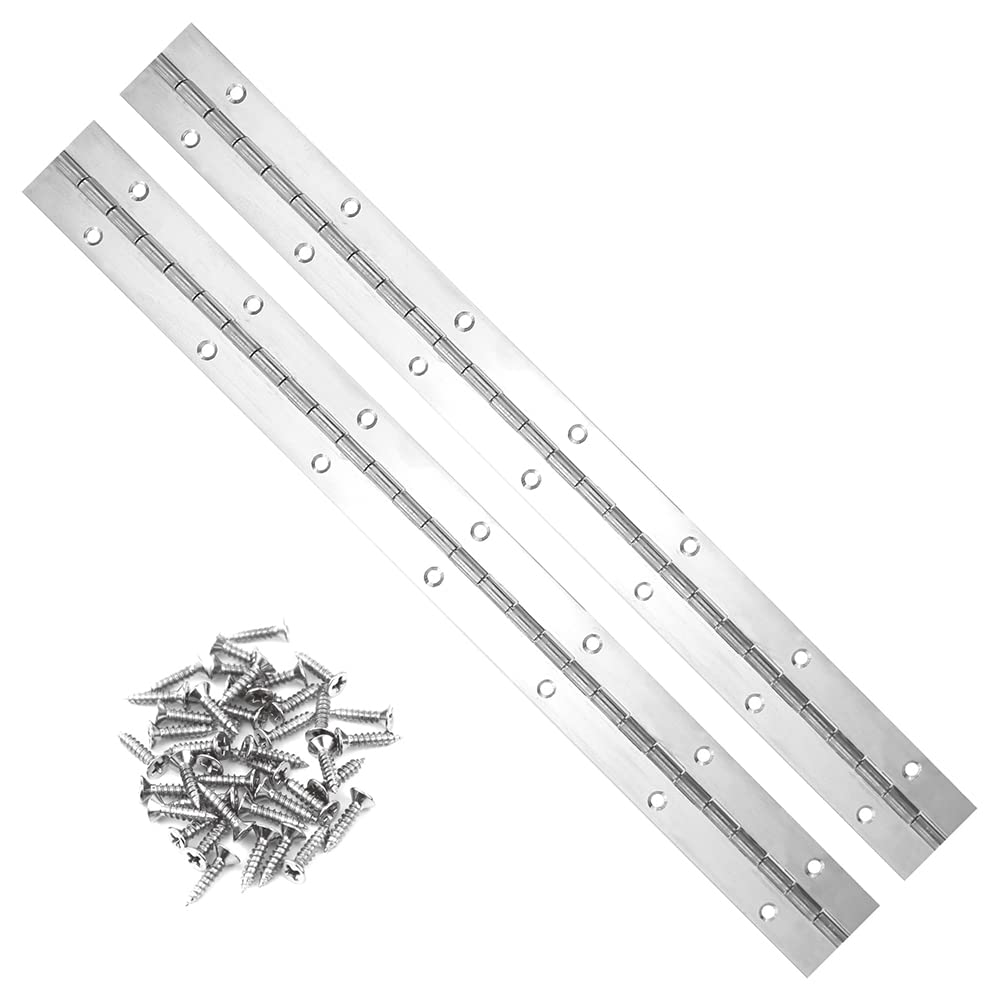 2PCS 16 Inch Sliver Piano Hinges for Cabinet Hinges Heavy Duty 6Inch Continuous Hinges Sliver Stainless Steel 304 Long Hinges Door Hinges (Sliver)) 2pack 16 inch(Sliver)