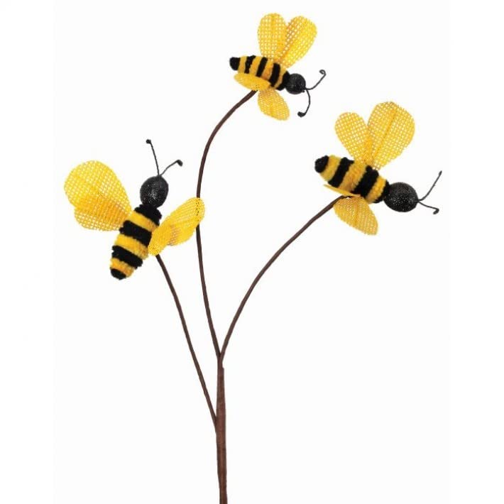 Primitive Burlap Bumblebee Spray/Pick