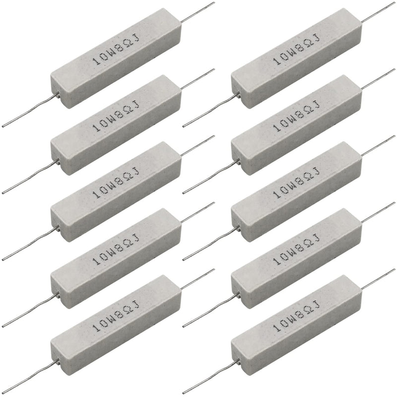 [AUSTRALIA] - Dimlove Cement Resistor,10 PCS 10W 8 Ohm 5% Axial Lead Wire Resistor White Wound Fixed Ceramic Resistors Wirewound Power Flame Heat Moisture Resistance Precharge Horizontal 10W8ΩJ 