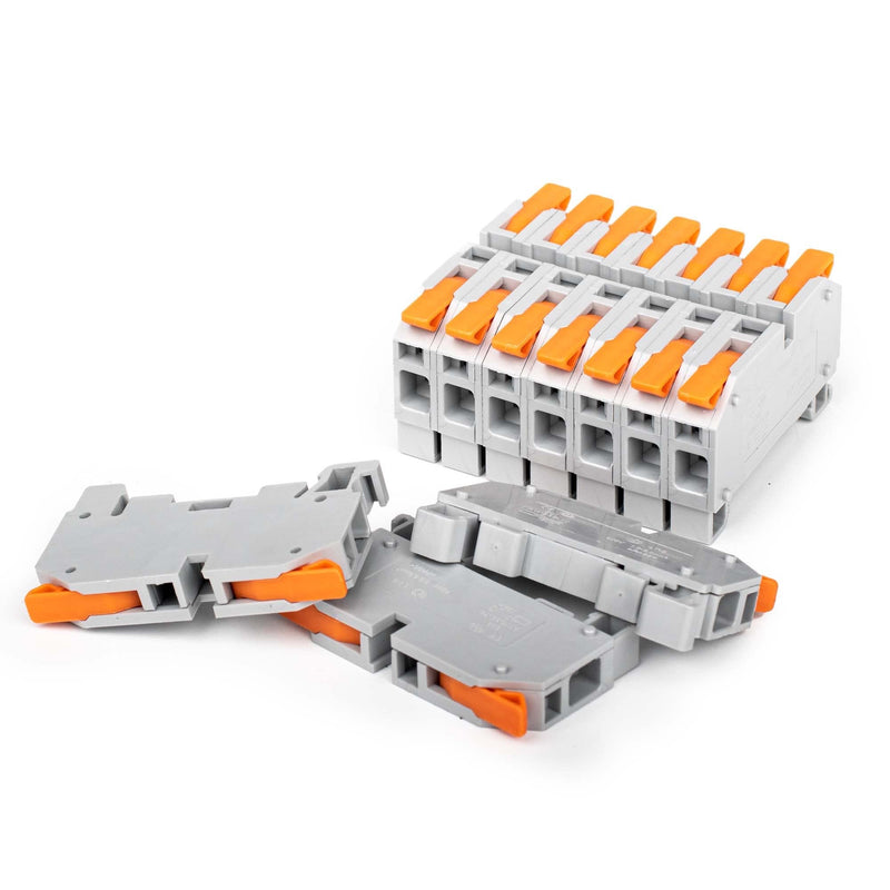 [AUSTRALIA] - Koverflame Lever Wire Nut Connector, Quick Wiring Cable Connector Push-in Conductor Terminal Block, Splicing Connectors for Circuit Inline (LT-6(DIN Rail), 10) LT-6(DIN rail) 