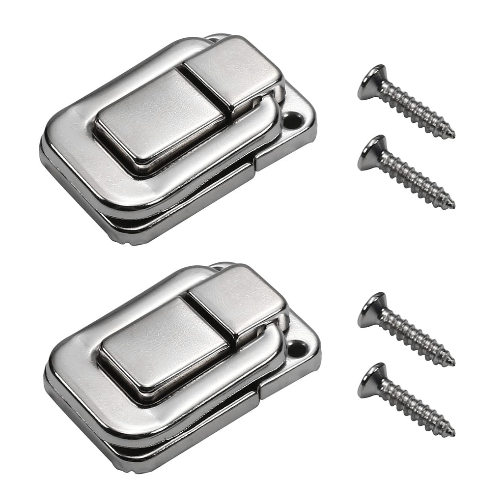 Heyiarbeit 5PCS Toggle Catch Lock 1.89" x 1.3" (LxW) Retro DecorativeSilver Hasp Lock for Suitcase Chest Trunk Latch Clasp