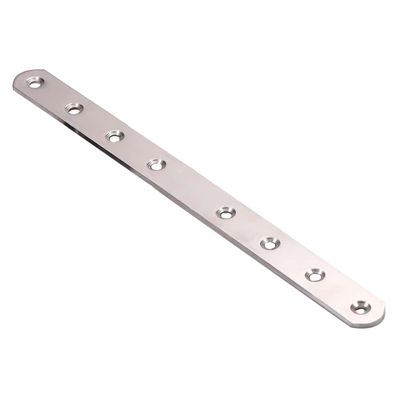 Heyiarbeit 4 PCS Flat Fixed Straight Bracket Repair Board 9.84" x 0.79"Brushed Stainless Steel Surface Connection Angle Bracket Gusset Plate
