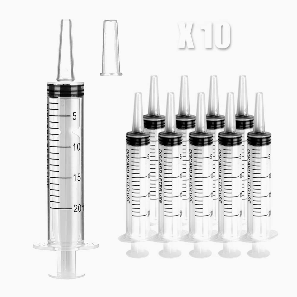 10 Pack 20ml Syringe for Liquid Syringe Without Needle Individually Sealed Feeding Pets Refilling Lip Gloss, Perfume,Nail Polish