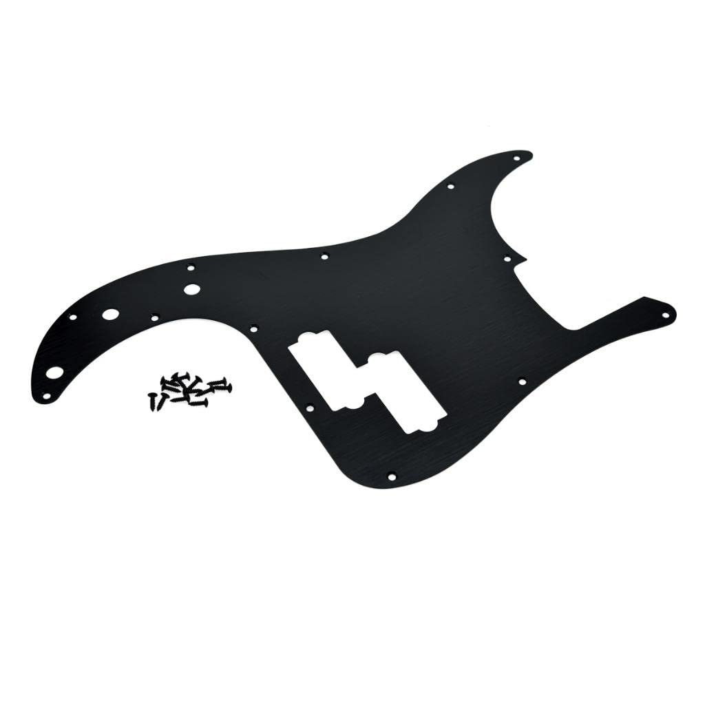 KAISH 13-Hole Metal Aluminium Anodized Left Handed P Bass Style Pickguard American Modern Style Standard Bass Pick Guard for Precision P Bass Black Left Handed Version