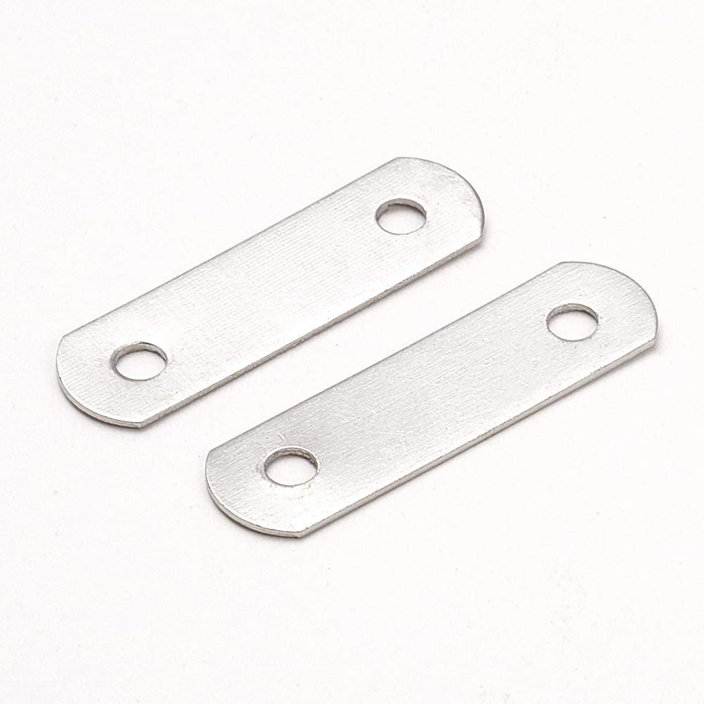 Heyiarbeit 50 PCS Flat Fixed Straight Bracket Repair Board 1.34" x 0.43"Brushed Stainless Steel Surface Connection Angle Bracket Gusset Plate