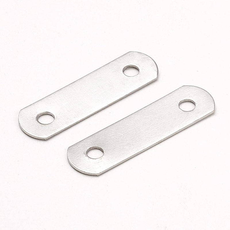 Heyiarbeit 50 PCS Flat Fixed Straight Bracket Repair Board 1.34" x 0.43"Brushed Stainless Steel Surface Connection Angle Bracket Gusset Plate