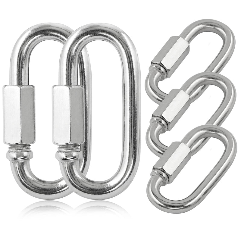 Masendelk 5pcs M8 Quick Link Chain, 5/16 Inch Stainless Steel Quick Links, D Shape Locking Quick Connector - 1520lb Capacity M8, 5 Pack