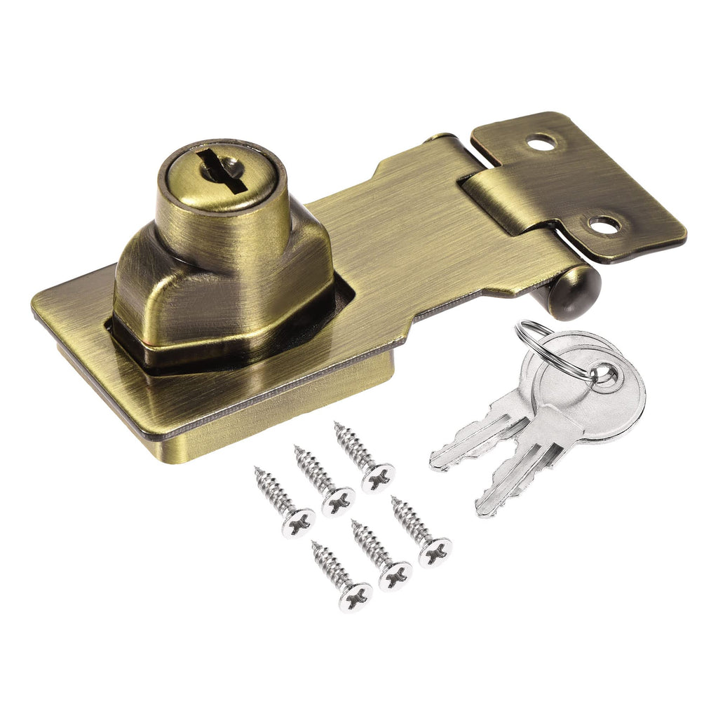 MECCANIXITY 2.5 Inch Keyed Different Hasp Lock Zinc Alloy Twist Knob Locking for Cabinet Door Cupboard, Bronze 2.5"