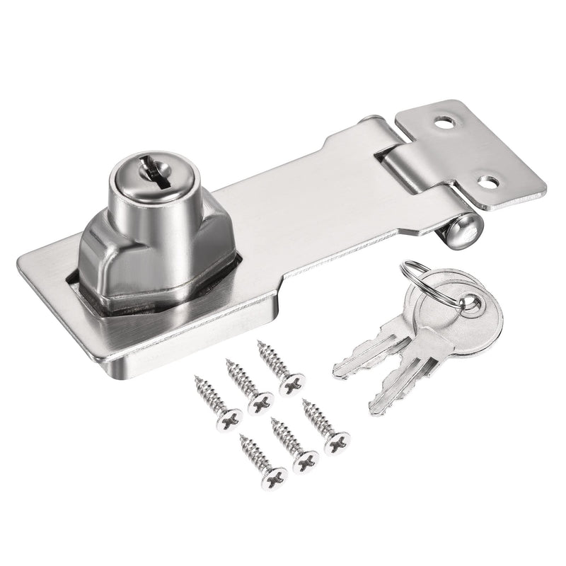 MECCANIXITY 3 Inch Keyed Alike Hasp Lock Zinc Alloy Twist Knob Locking for Cabinet Door Cupboard, Brushed Silver