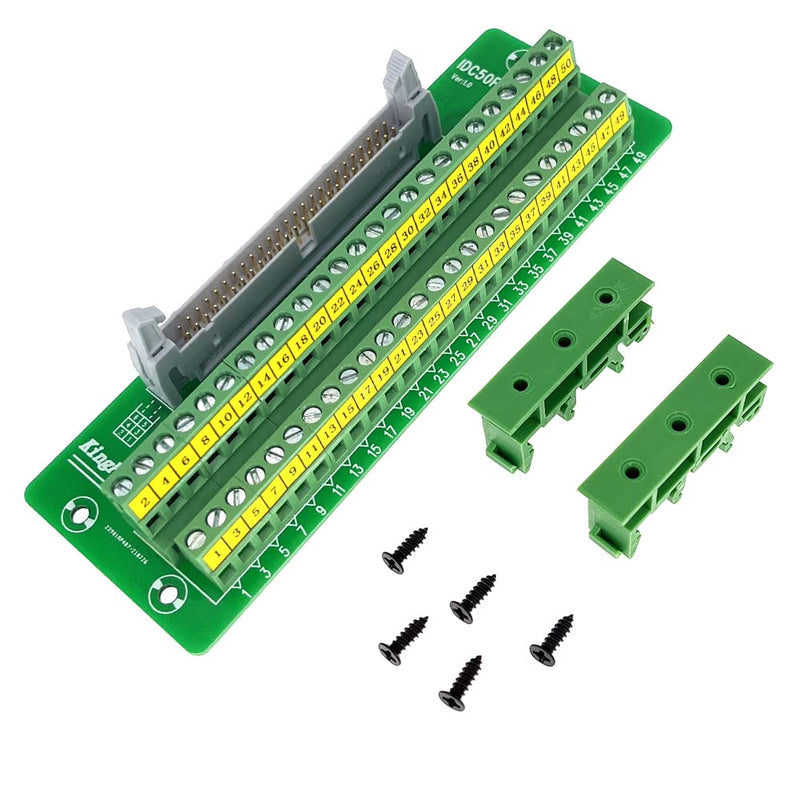 [AUSTRALIA] - Molence IDC50 2x25 Pins 0.1" Male Header Breakout Board, C45 DIN Rail Mounting Terminal Block Connector for PLC MCU 
