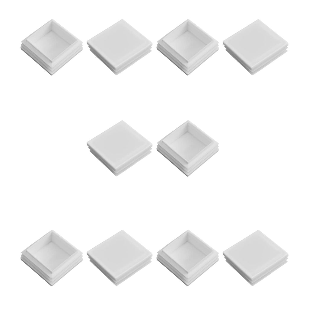 Heyiarbeit 20PCS 1.97" x 1.97" (LxW) Plastic Tubing Plug Square Post End Caps for Handrail Stair Newel Guardrail Tube White